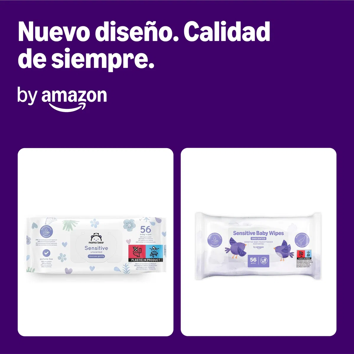 by Amazon Toallitas suaves para bebé, 1008 toallitas, sin perfume, 18 paquetes de 56