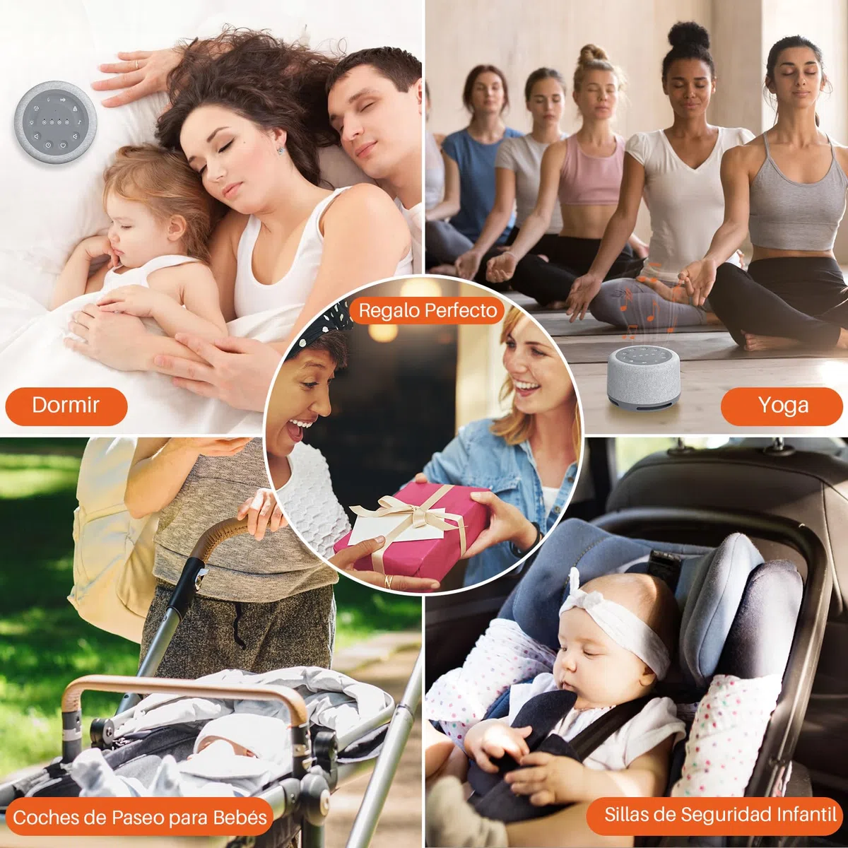 FUNYKICH Máquina Ruido Blanco Bebe Portátil con 30 Sonidos,Entrenamiento Respiratorio,3mins Grabación, Altavoz Inalámbrico, Recargable, Temporizador y Memoria, para Dormir,Relajación,Meditación y Yoga