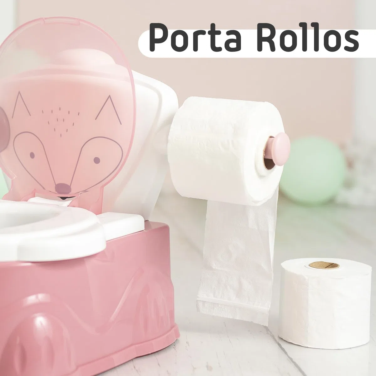 Twinly Foxy - Orinal Bebé 3 en 1 - Orinales Infantiles con Tapa - Inodoro WC Niños con Reductor de Váter Extraíble, Portarrollos y Vaso Interior de Fácil Limpieza (Azul)