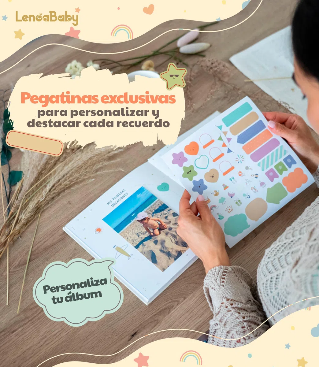 Album Fotos Bebe Mi Primer Año con Portada en Tela Lino y 75 Páginas - Libro Recuerdos Bebe con Pegatinas Ideal como Regalo Bebe Recien Nacido Niño y Niña Regalo Baby Shower - Album Bebe Primer Año