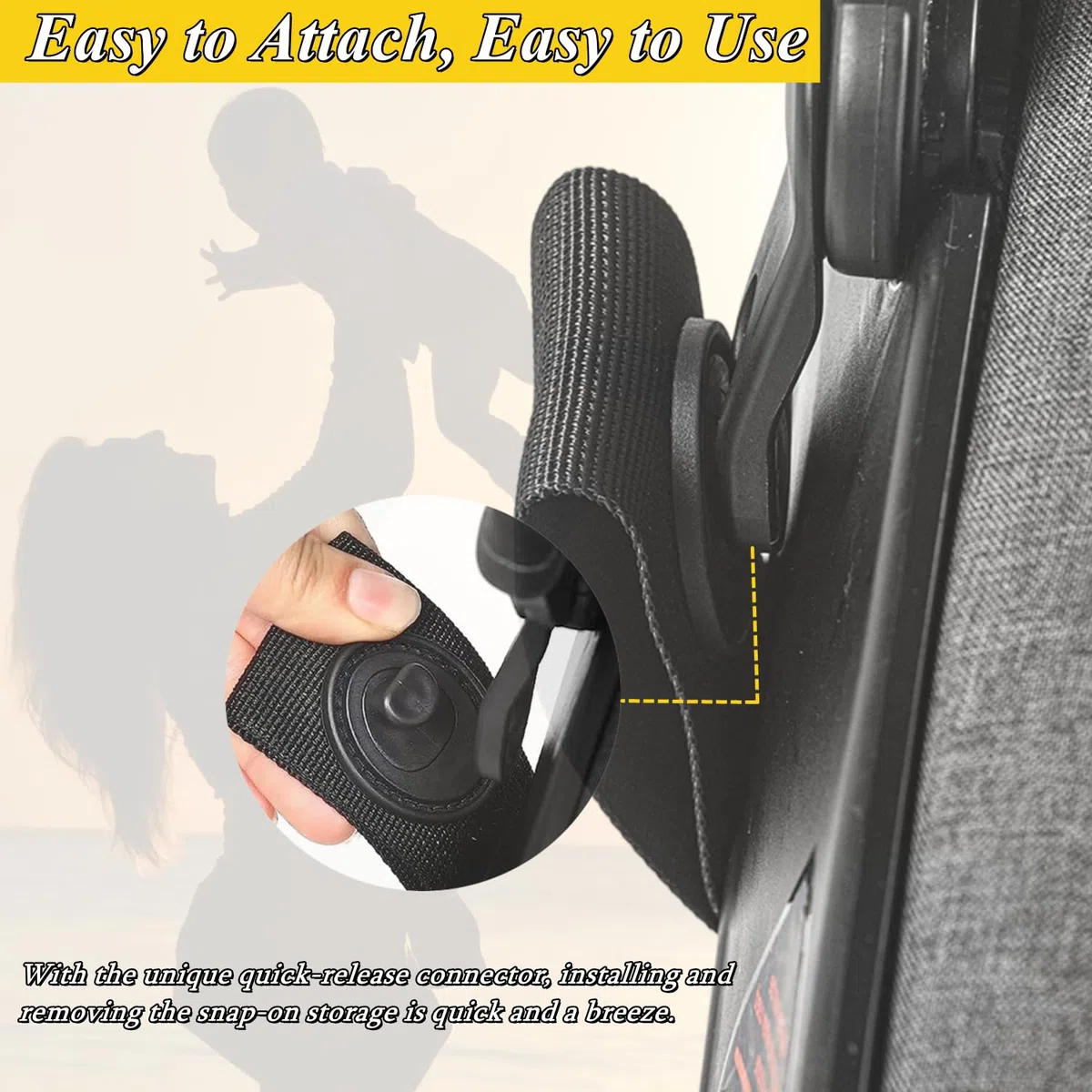 Bolsa de almacenamiento con clip compatible con cochecito Doona y asiento de coche, bolsa de pañales de gran capacidad con cremallera antideslizante, bolsa organizadora de cochecito, mochila