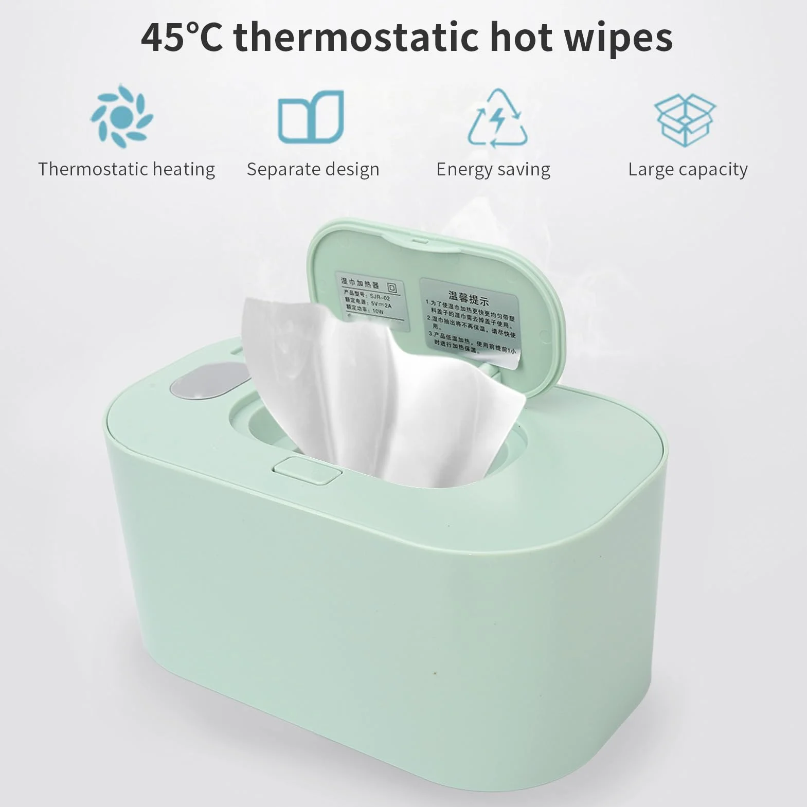 Calentador de toallitas húmedas para bebé,Calentador de pañales portátil de temperatura constante Calentador de toallitas húmedas para bebé Dispensador de toallitas húmedas Newborn Essentials(Verde)