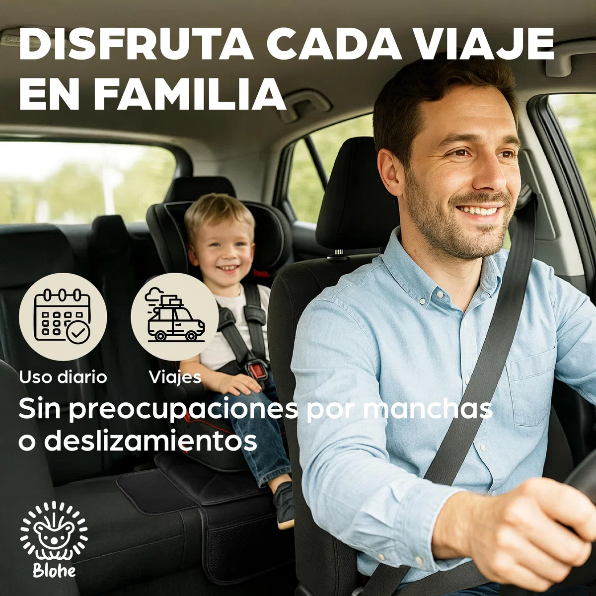 Protector Asiento Coche Silla Bebe Antideslizante y Estable – Oxford 600D Impermeable – Compatible ISOFIX – Protege Cuero y Tela – Incluye Bolsa de Almacenamiento