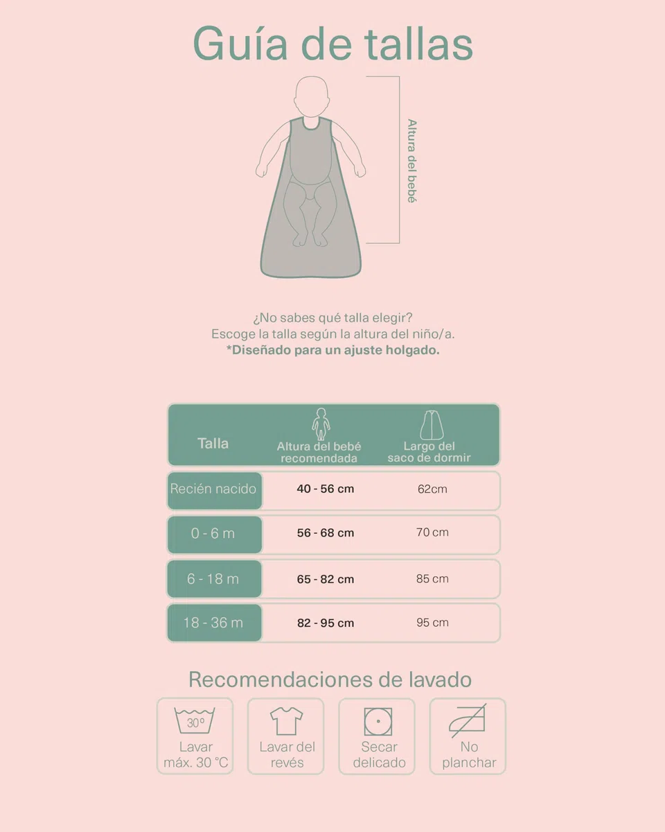 molis&co - Saco de Dormir para bebé 1.0 TOG - 70 cm (0-6 Meses) - Ideal para Primavera y otoño - 100% algodón (Oeko-Tex 100) - Ines II