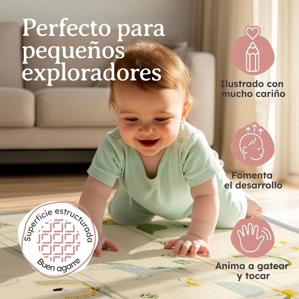 Laleni Tapete Actividades Bebe 120x150x1cm - Alfombra Bebe Acolchada Plegable Impermeable - Alfombra Juegos Bebe para Interiores y Exteriores - Colchoneta Bebe Suelo con Arcoiris