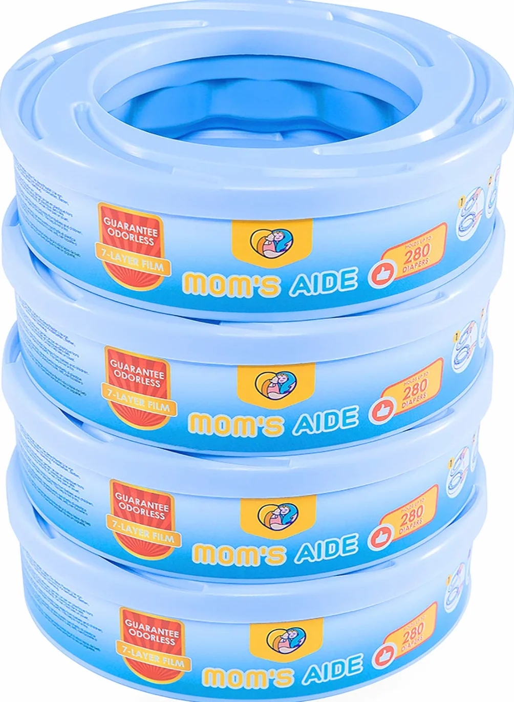 Mom's Aide Recambios compatible con el contenedor de pañales Angelcare (paquete de 4),incompatible con el Angelcare Dress Up，Dress Up XL,Classic XL