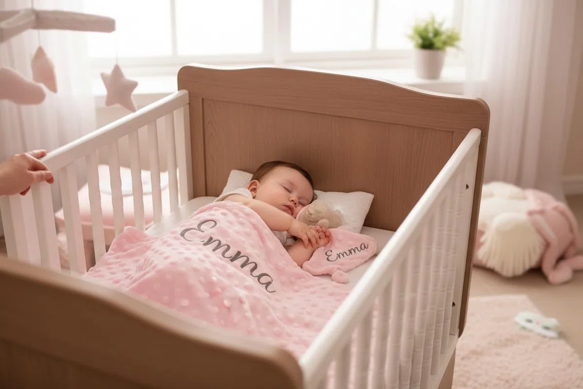 Danielstore Set de Manta Bebe + Dou Dou Personalizado con Nombre Bordado Manta Personalizada Regalo Bebe Recien Nacido Regalo Baby Shower Tacto Aterciopelado -Color Rosa
