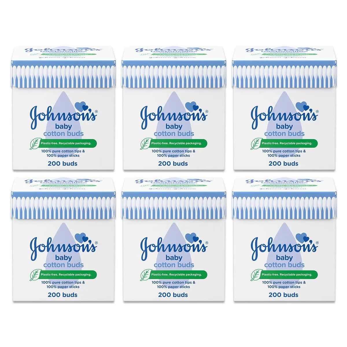 Johnson's Bastoncillos De Algodón (200) (Paquete de 6)