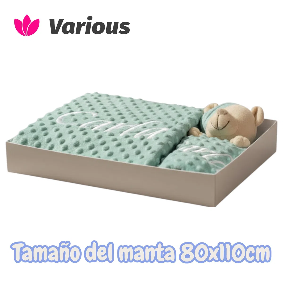 Manta Burbujas Personalizado para bebés, 0.80 x 1.10 m Set Regalo Manta DouDou para recién Nacidos Mantitas para Bebes Suave y Confortable Cálida niña y niño Mantas para Todas Las Estaciones