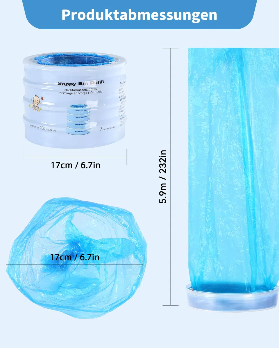 4 unidades de recambio para cubos de pañales, bolsas resistentes a los olores, compatible con Angelcare, no compatible con Dress up & Dress up XL y Classic XL y todos los modelos Tommee Tippee