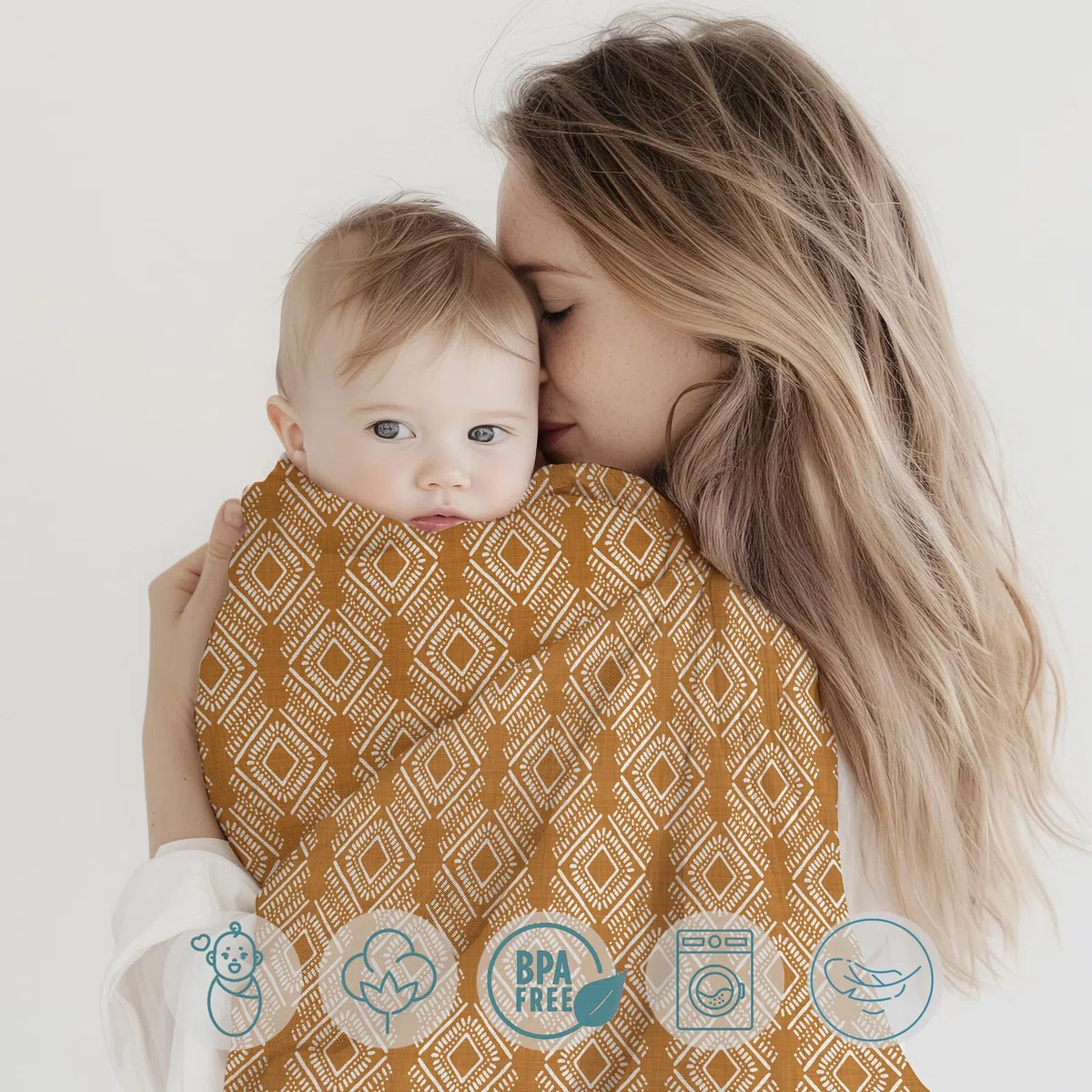 PEKEL’S Manta de Muselina Bebé 120x110 cm | 100% Algodón Suave y Transpirable | Paño Grande Envolvente para Recién Nacido, Cuna, Carrito o Regalo Baby Shower (Naranja)