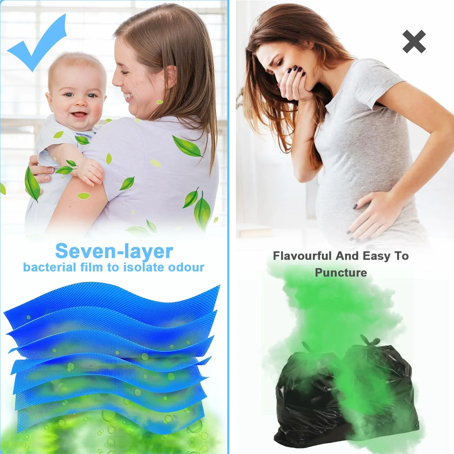 12 Unidades para Cubos de Pañales, Recambio para Cubos de Pañales Compatibles con Tommee Tippee, Angelcare, Cubo de Pañales Octogonal, LitterLocker, 6.5M