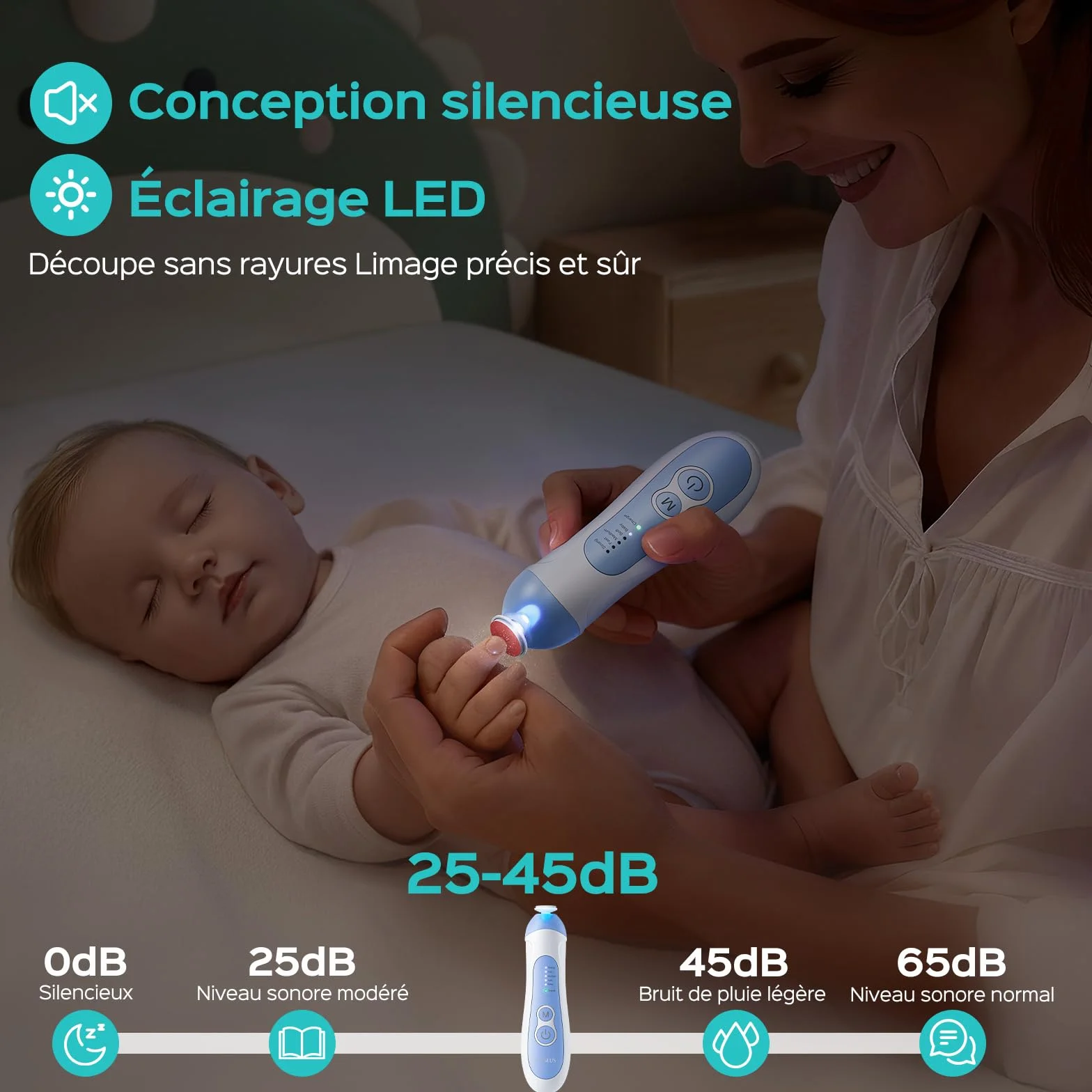 COSLUS Lima de uñas eléctrica recargable para bebé-B