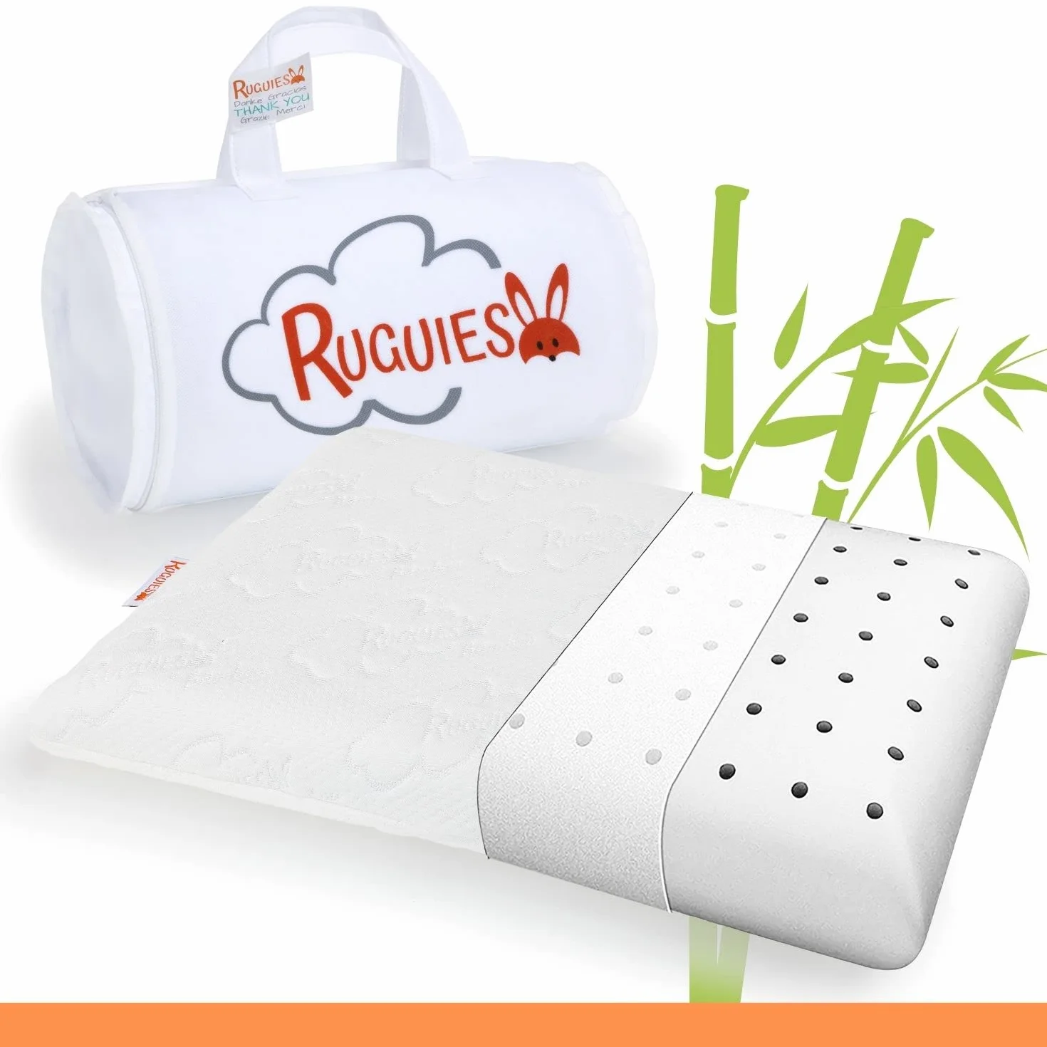 Bamboo-Almohada para Niños de Viscoelástica Transpirable-Cojín Infantil-Funda Lavable de Algodón Orgánico de Bambú-Oeko-Tex-De 1 a 10 años XL (58x32x7cm)-Bolsa Viaje Incluída.