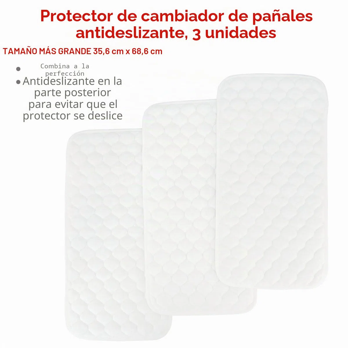 3 Piezas Bebé Pañal Cambiador Fundas Antideslizantes, Plegable Impermeable Reutilizable Cambiador, Acolchado Absorbente Bassinet Lavable, 14 "x 27" Protector para Cambiador (Blanco)