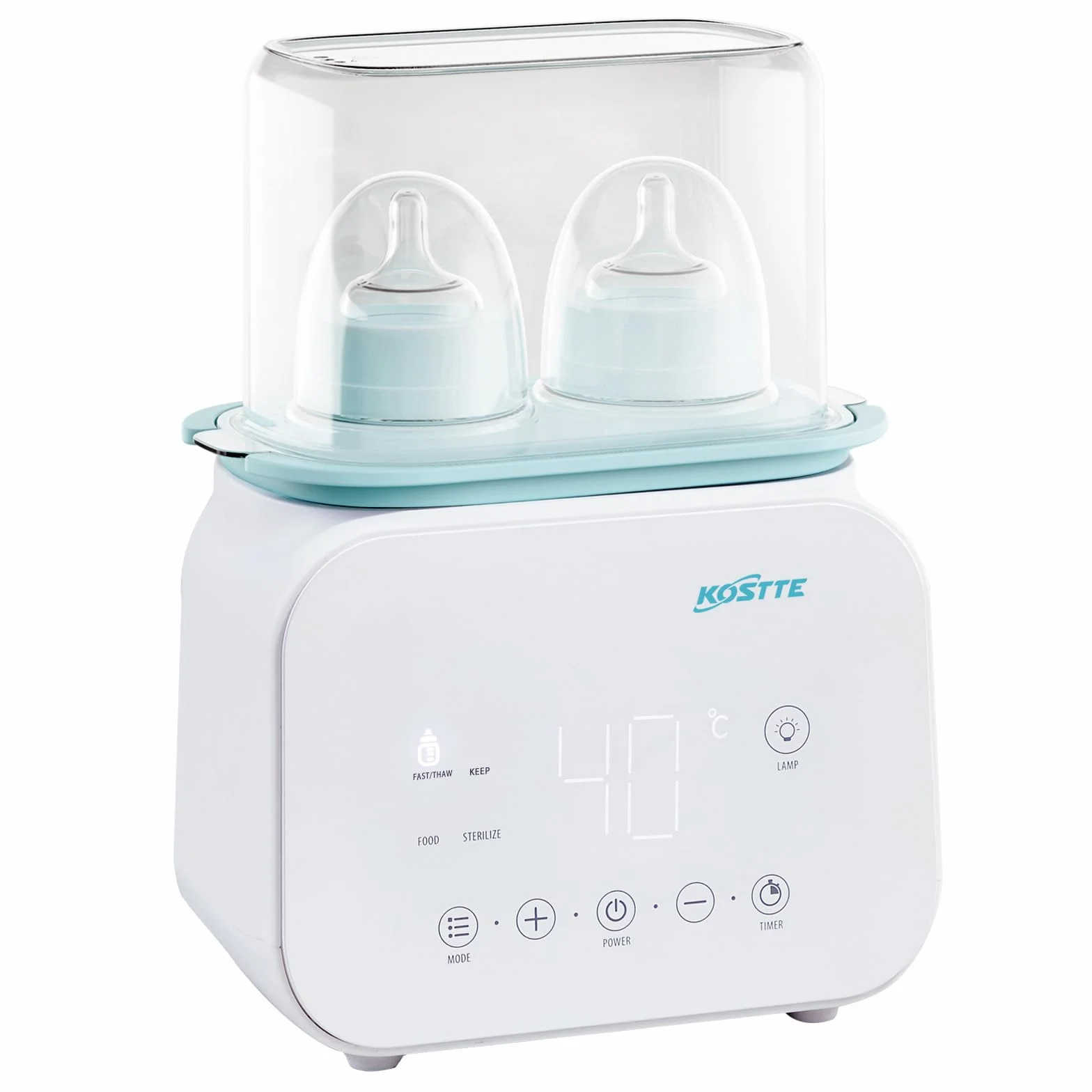 Calienta Biberones, Función de Descongelación, Calentamiento Uniforme Del Líquido, Calentador de biberones eléctrico, Calentador de Alimentos para Bebés, Apto para Tarritos, Blanco