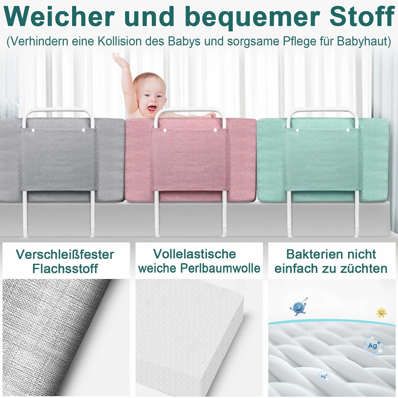 UISEBRT Barrera protectora para cama infantil, 60 cm, 5 agujeros, altura regulable, protección anticaídas, para cama familiar y cama infantil (60 cm, rosa cerezo)