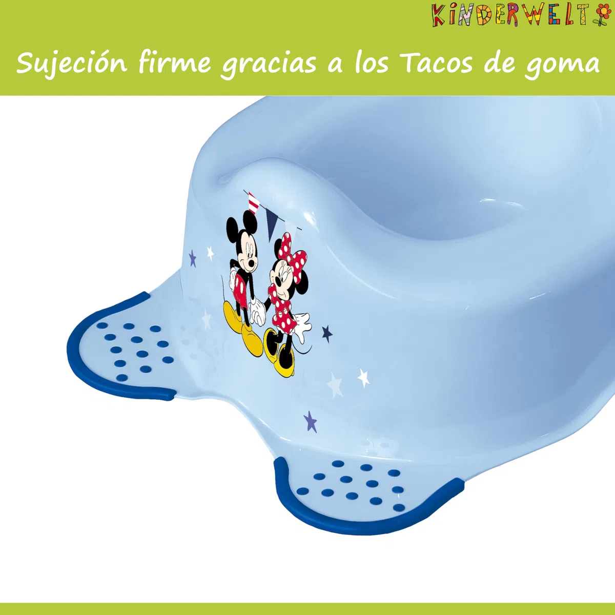 KiNDERWELT Orinal premium para niños y bebés, diseño Disney Mickey Mouse en azul, orinal para niños a partir de 18 meses, respaldo alto, antideslizante y libre de BPA