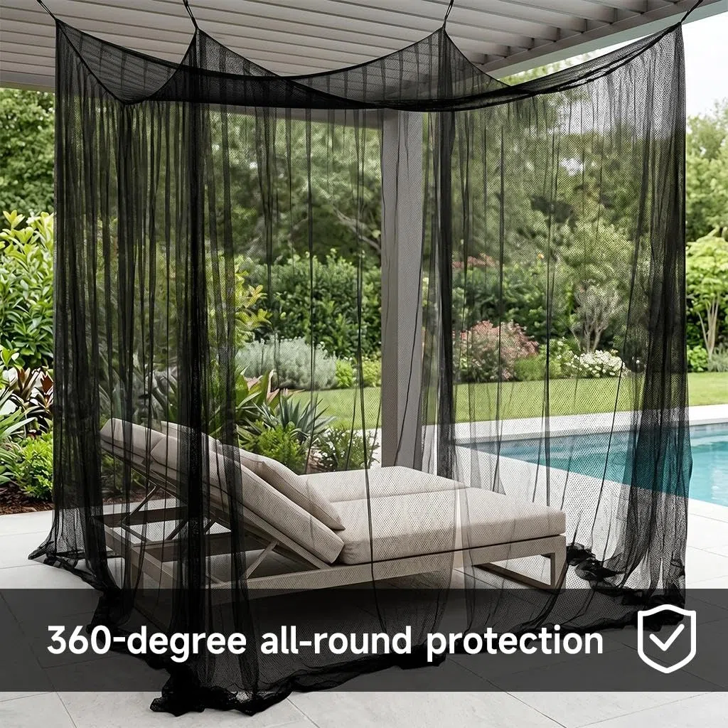 Mosquitera Cama Hillylolly Mosquitera Grande Exterior/Interior, Tela Mosquitera Cama Matrimonio/Individual, Mosquitera Cuadrada para Terrazas, Cenadores, Jardines (Negro 2 Puerta, 2.2x2x2.4m)