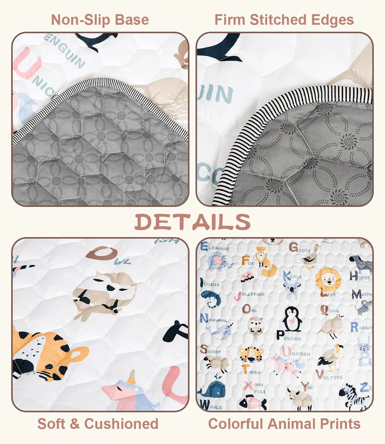 Alfombra Bebé 110x110cm, Alfombra Infantil, Tapete de Actividades Bebé, Alfombra Bebé Acolchada Plegable, Suave y Lavable, Tapete Bebé para Interior/Exterior, Perfecta para los Primeros Pasos