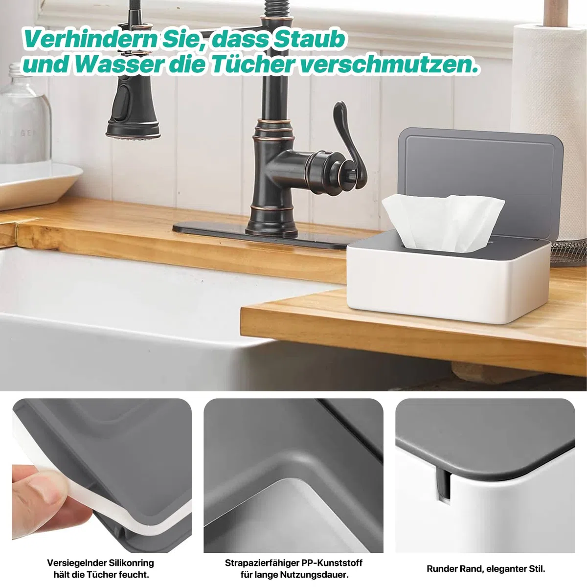 2 piezas caja para toallitas humedas y 4 piezas bolsa para toallitas húmedas, mantiene las toallitas húmedas, antideslizante, fácil de abrir y cerrar para el baño, habitación del bebé