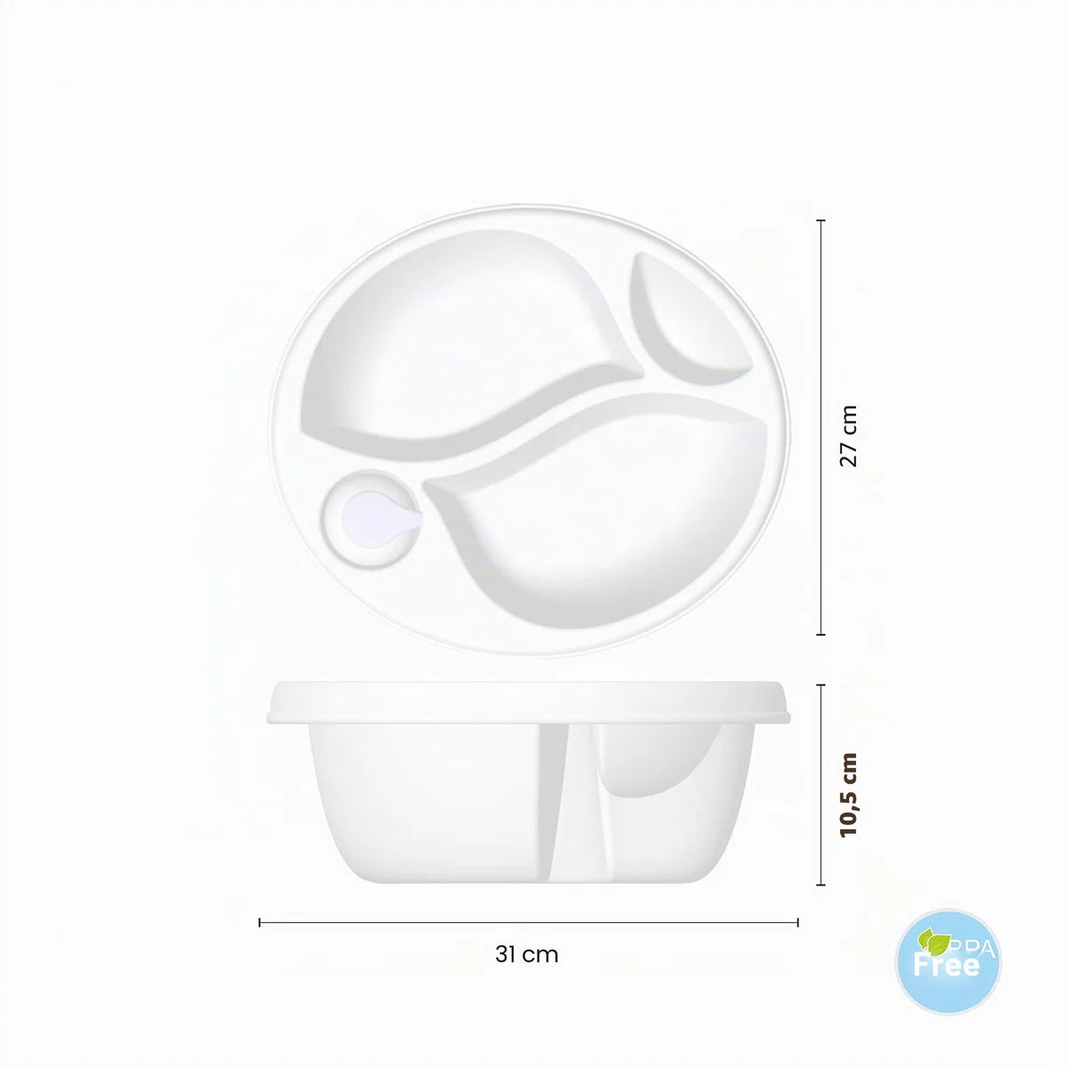 Hylat Baby Lavabo para cambiador, 3 compartimentos, para un lavado fácil del bebé a partir de los 0 meses, ovalado Blanco Sin accesorios