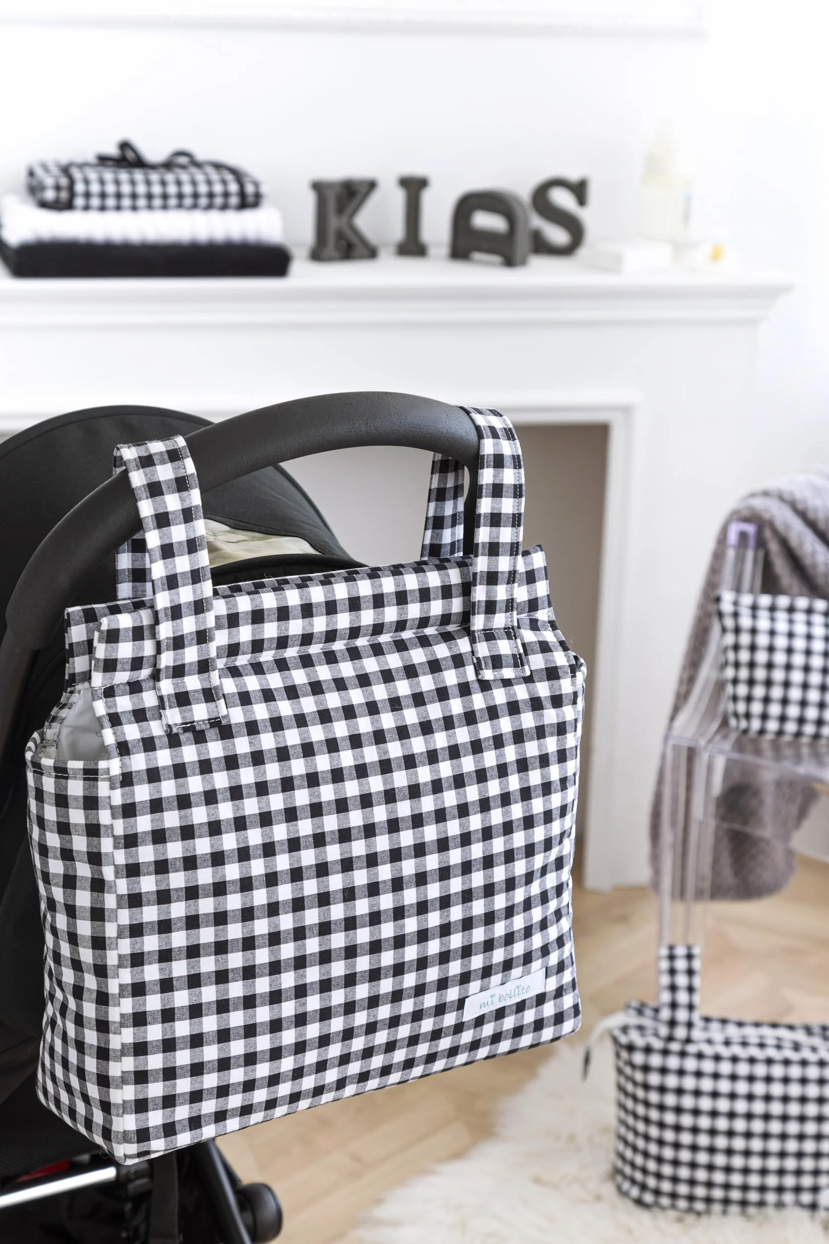 Bolsa Organizadora de Cochecitos para Mamá, bolsa Carrito Bebe, multifuncional de gran capacidad para almacenar. (Negro)