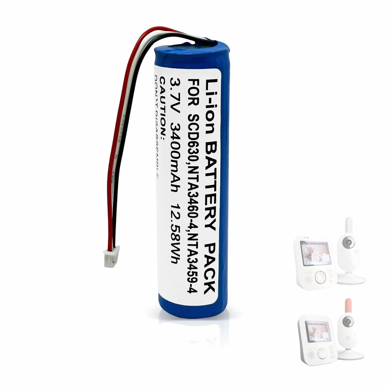 Batería compatible con Philips Avent vigilabebés SCD620, SCD625, SCD630, SCD831, SCD833, SCD835, SCD841, SCD843, SCD845, etc. Sustituye a los modelos Philips: NTA3460-4, NTA3459-4, 1S1PBL1PBL1. 865-2