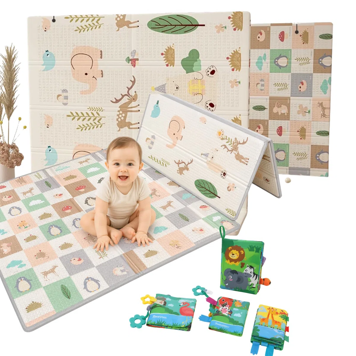 PARVULI Alfombra Bebe Acolchada Plegable Reversible | Tapete Acolchado Bebes | Alfombra Infantil | Colchoneta Suelo para Juegos y Gateo