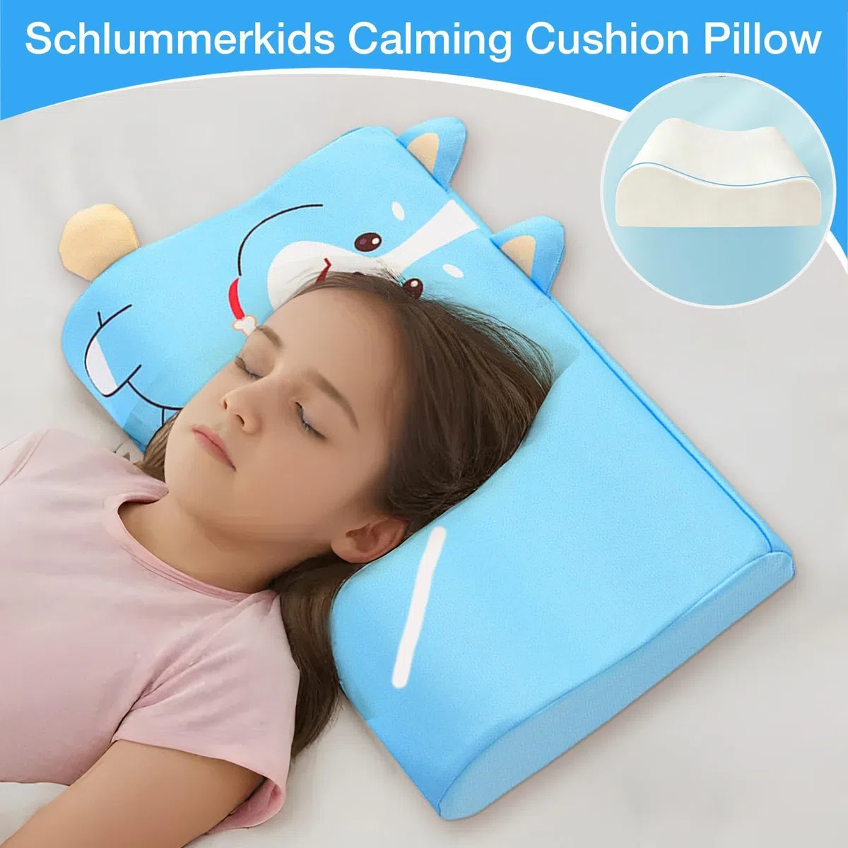 Calmly Almohada infantil - Almohada infantil para niños pequeños, cómoda almohada transpirable para cama infantil, cojín ergonómico para dormir, ideal para dormir de niños pequeños
