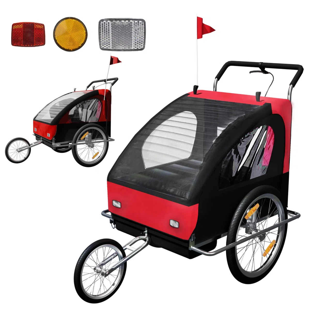 SAMAX Fahrradanhänger Und Jogger 2 In 1, white black, 56640013