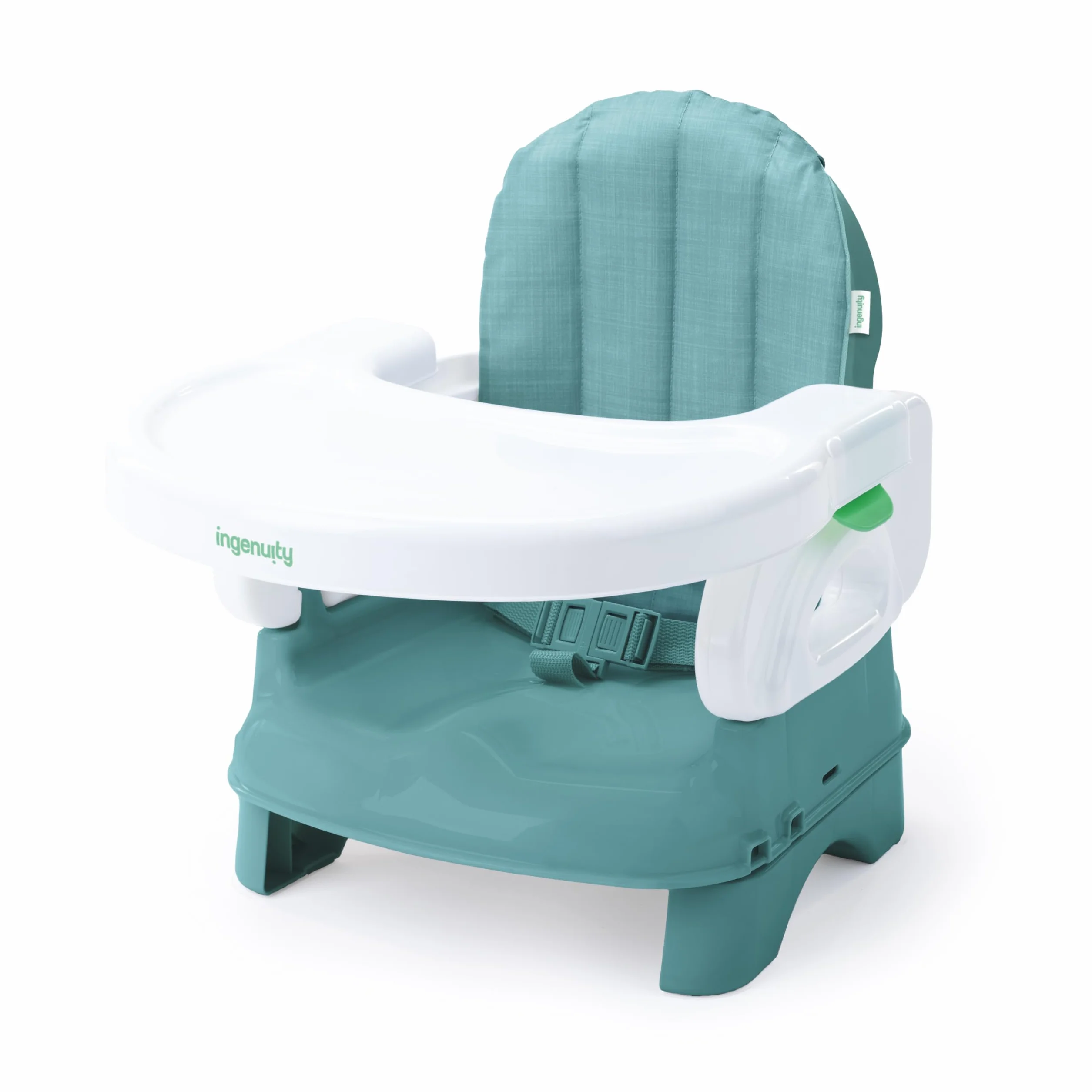 Ingenuity, Trona Portátil Bebé Deluxe Comfort Folding Baby Booster Seat - Altura Ajustable - Acolchado - Teal - 6M-3Y