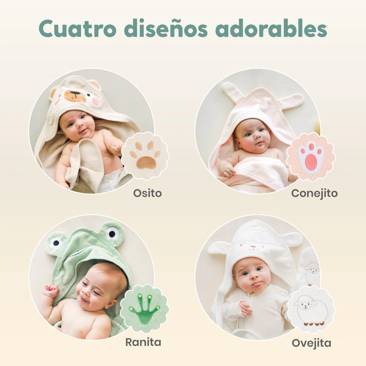 CuddleBug Set de Capa de Baño con Capucha y Manopla para Bebé - 100% Algodón Rizo - Toalla Infantil Ultra Suave y Absorbente para Recién Nacidos y Niños (85 x 85 cm) - Frog
