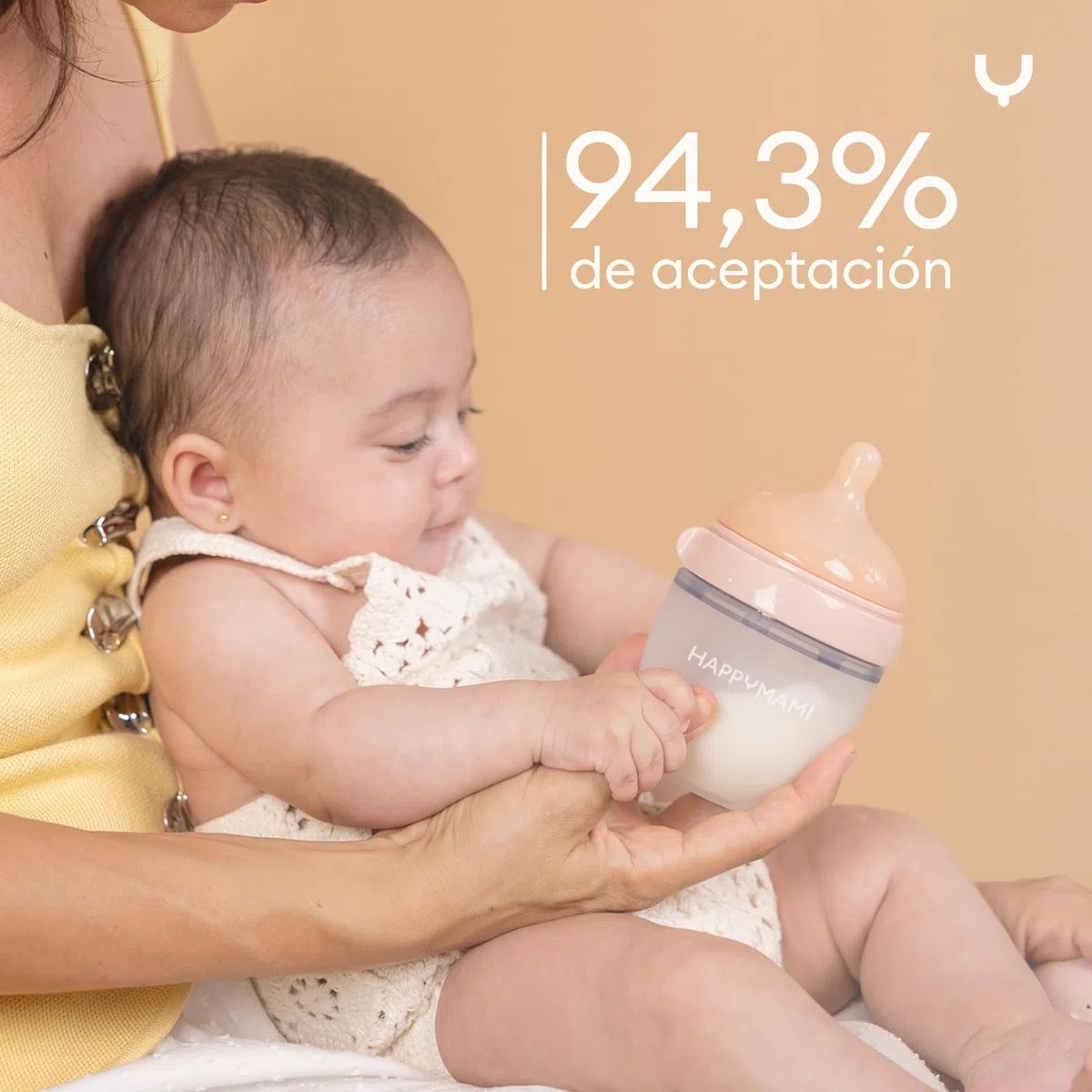 HAPPYMAMI Biberón Anticólicos a Medida Lactancia Materna Bebé 250ml Menta | Tetina de silicona grado alimentario. Ritmo de succión natural idéntico al pecho que evita el rechazo. Apto lavavajillas.