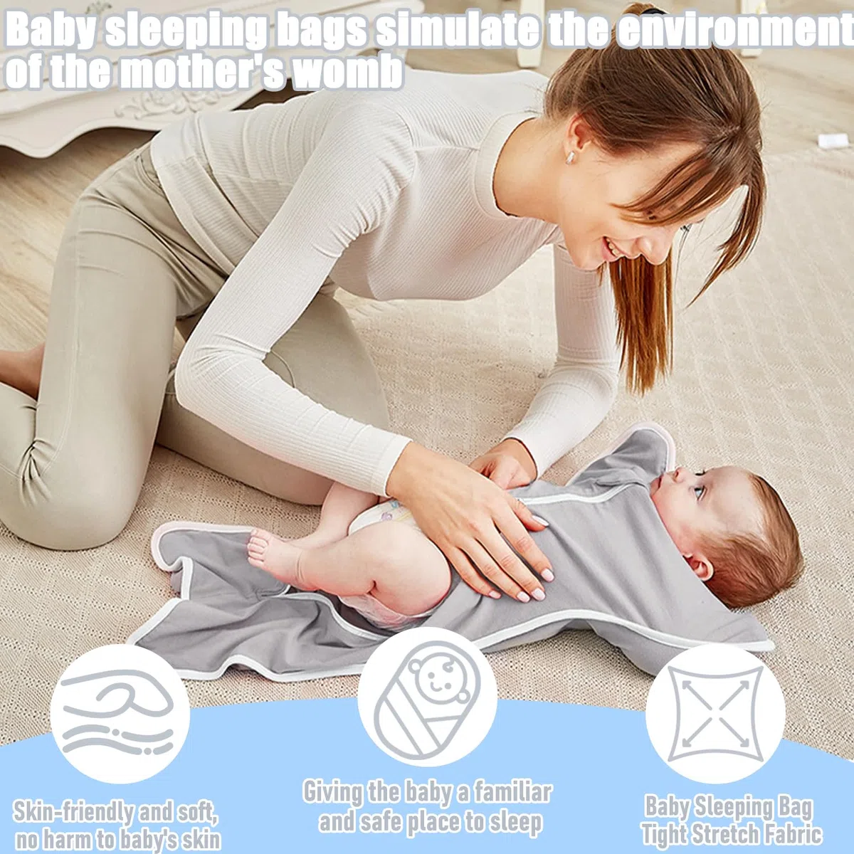 Mantas Envolventes para bebé, Saco de Dormir Bebe-s Recién Nacido, Baby Swaddle Wrap Manta Envolvente Ajustable, para Bebé 0-3 Meses