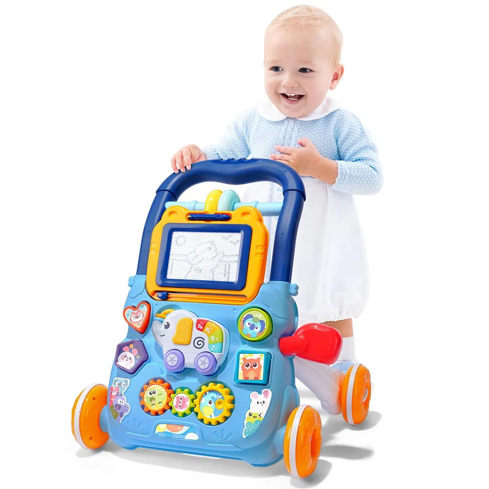 Aolso Andador Bebés, Correpasillos con Velocidad Regulable y Patas Plegables, Tablero de Escritura, Caminador Bebe Panel Extraíble para Bebé +6 Meses