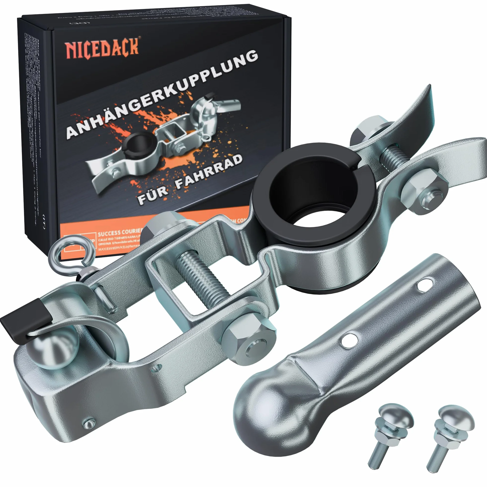 Enganche de Remolque para Bicicleta de Hierro Galvanizado, Conector de Remolque de Carga Universal para Cualquier Tija, para Transporte de Comestibles y Equipo de Camping
