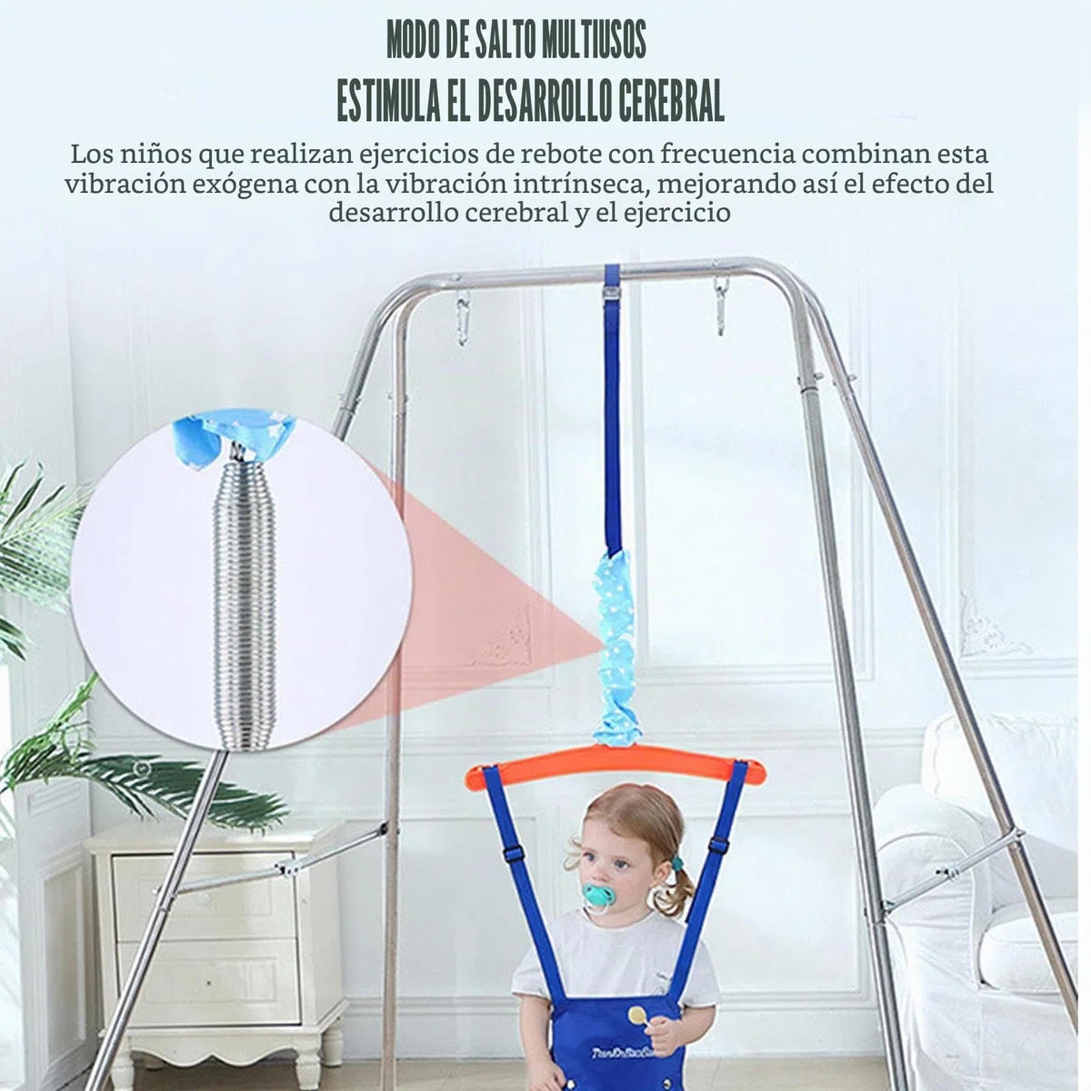 Puerta, jumper para bebé, ajustable, entrenador columpio para bebés, para exteriores, con asiento sillín, para bebés a partir 6 meses