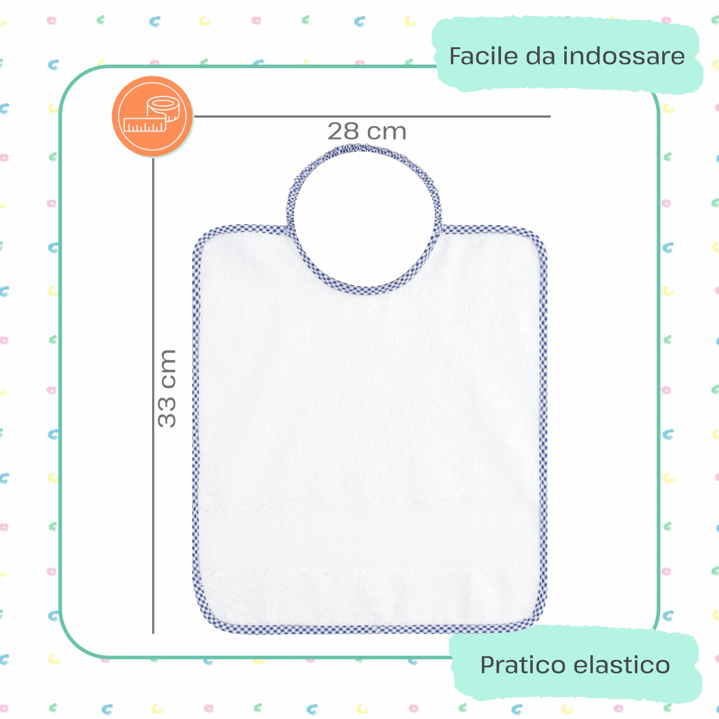 EMMEBi Juego de guardería con tela Aida para bordar babero + toalla + bolsa fabricados en Italia