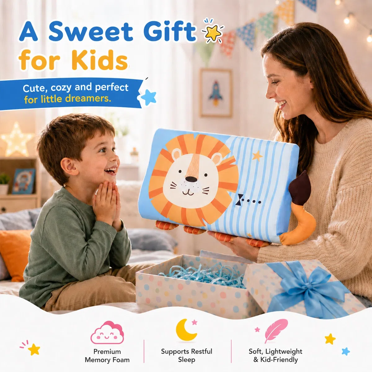 Almohada para Niños 44 x 27 cm Almohada Infantil con Funda Cojín Suave para Habitaciones