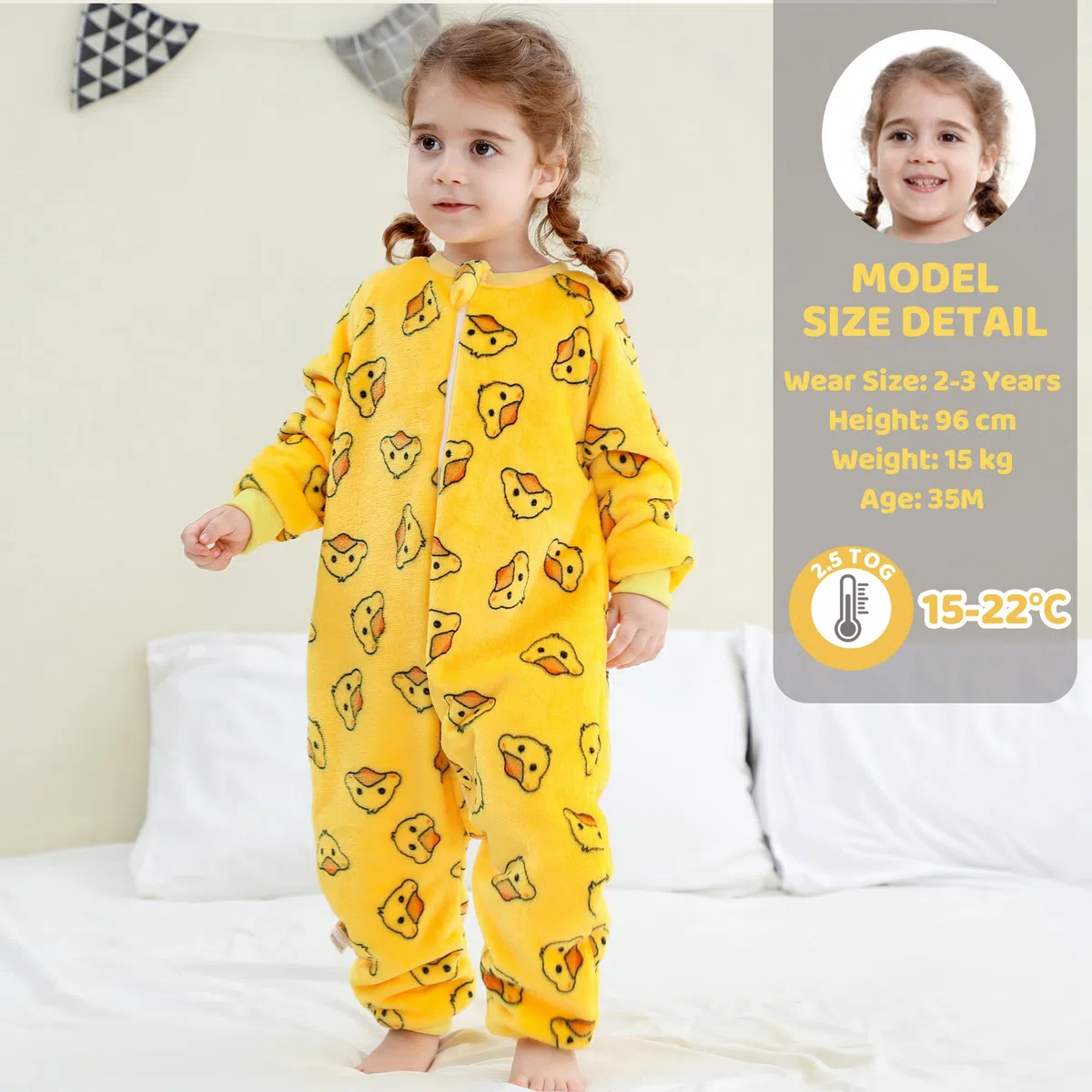 HAHASHOW Pijama Manta Niño Franela Saco De Dormir Con Pies Tog 2.5 Buzo Bebe Invierno Ropa Bebe Niña 3-4 Años, Patitos Dispersos
