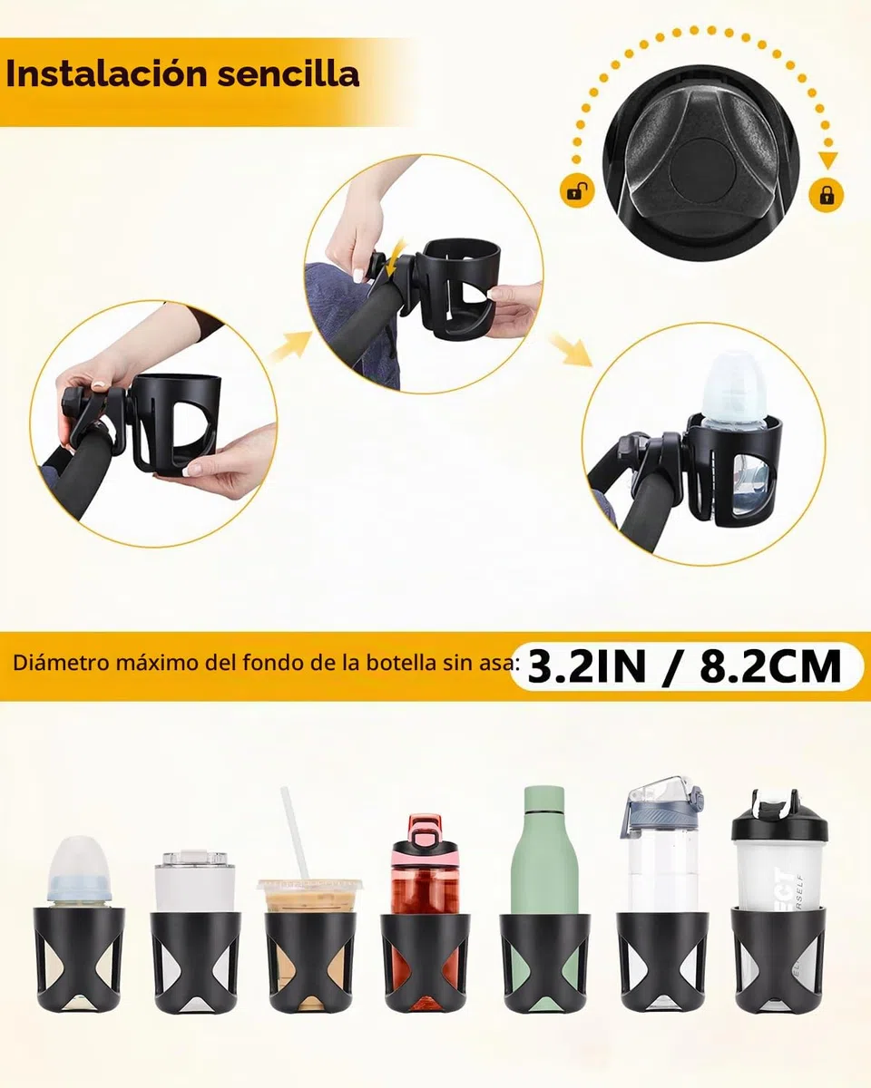 Sujetavasos para Padres para Silla de Paseo, Soporte para Bebidas para Cochecito de Bebé, Accesorio Universal para Bicicletas, Botellas