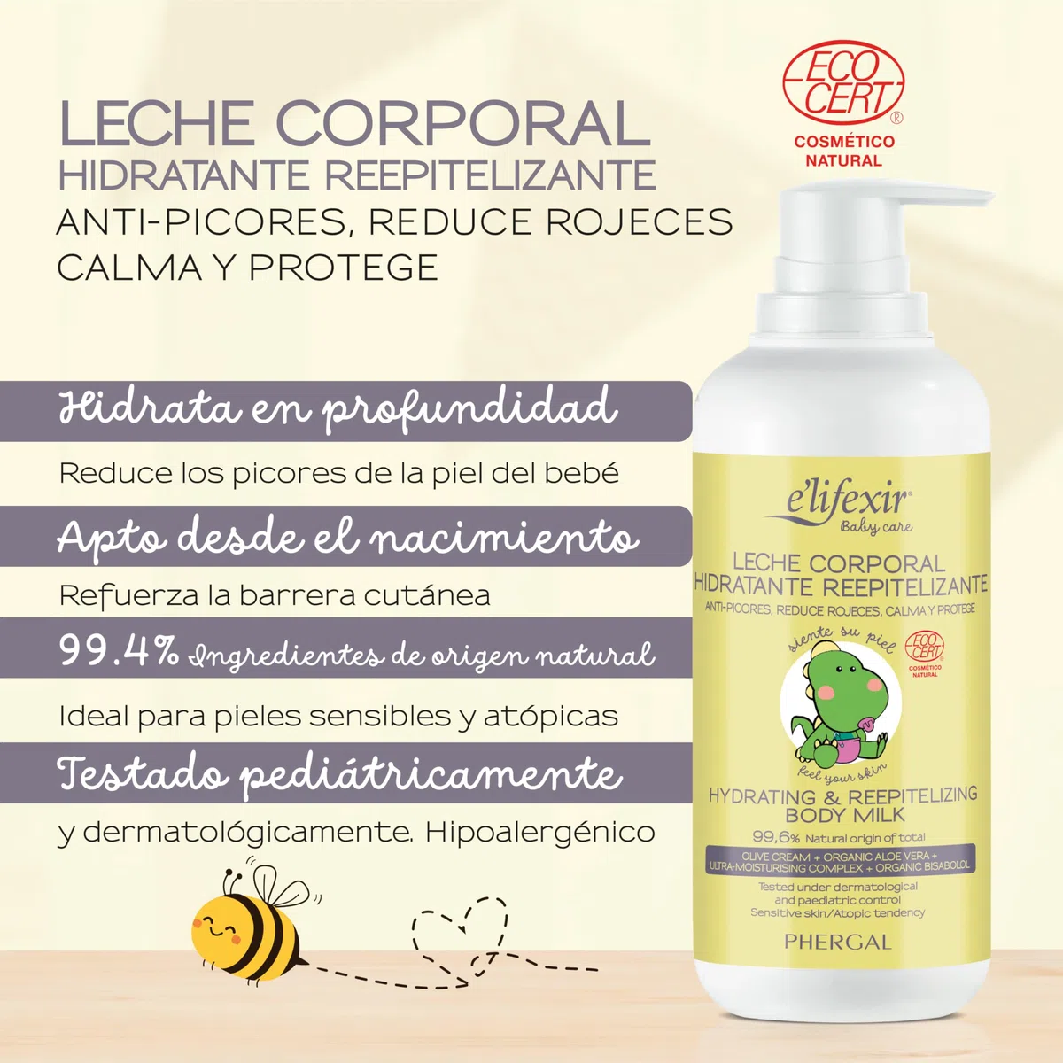 Baby Care de Elifexir | Pack Especial Verano | Protector Solar SPF 50+ (100 ml) + Crema Hidratante (400 ml) + Minitalla Gel-Champú (50 ml) + Manguitos | Protección Completa del Bebé