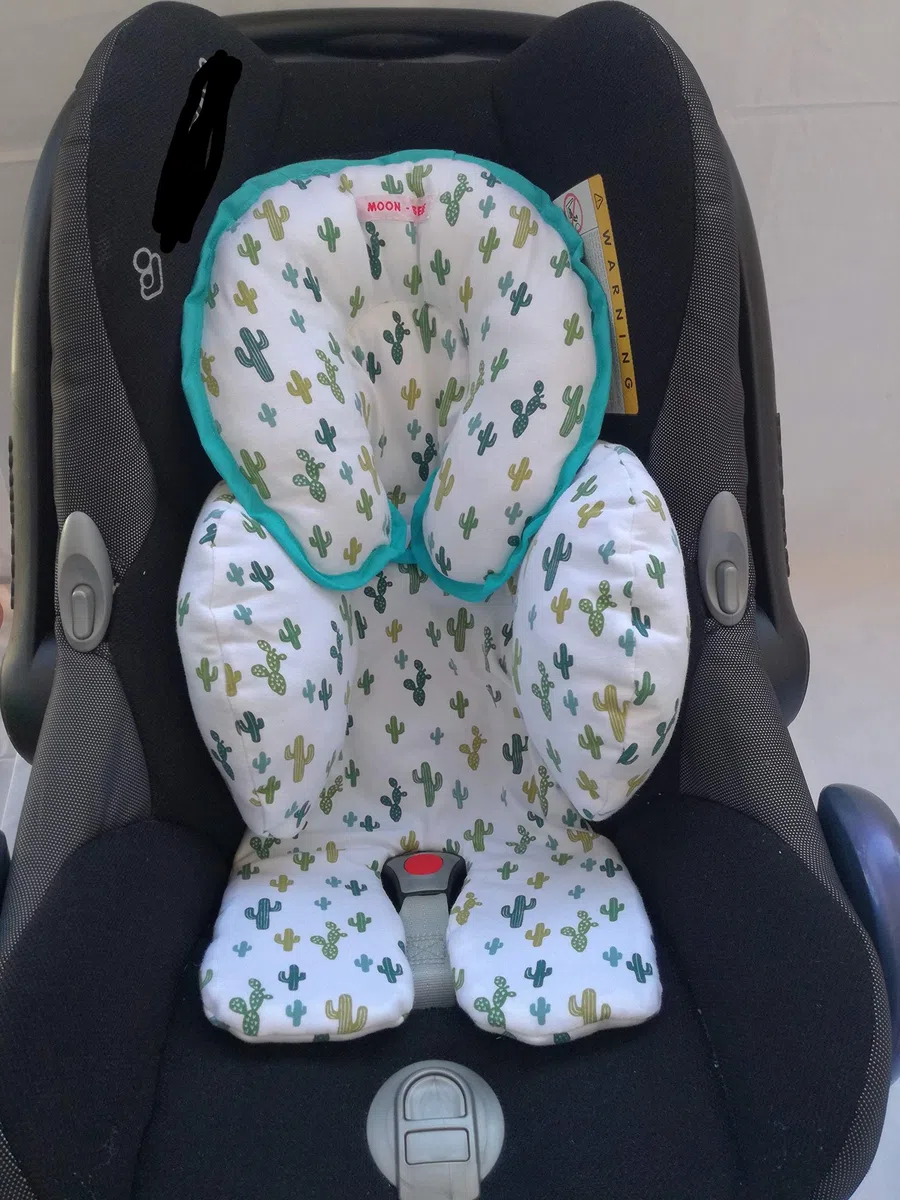 MOON-BEBE Reductor Antialérgico Universal MaxiCosi, Silla de Coche y de Paseo(BLANCO CACTUS VERDES)