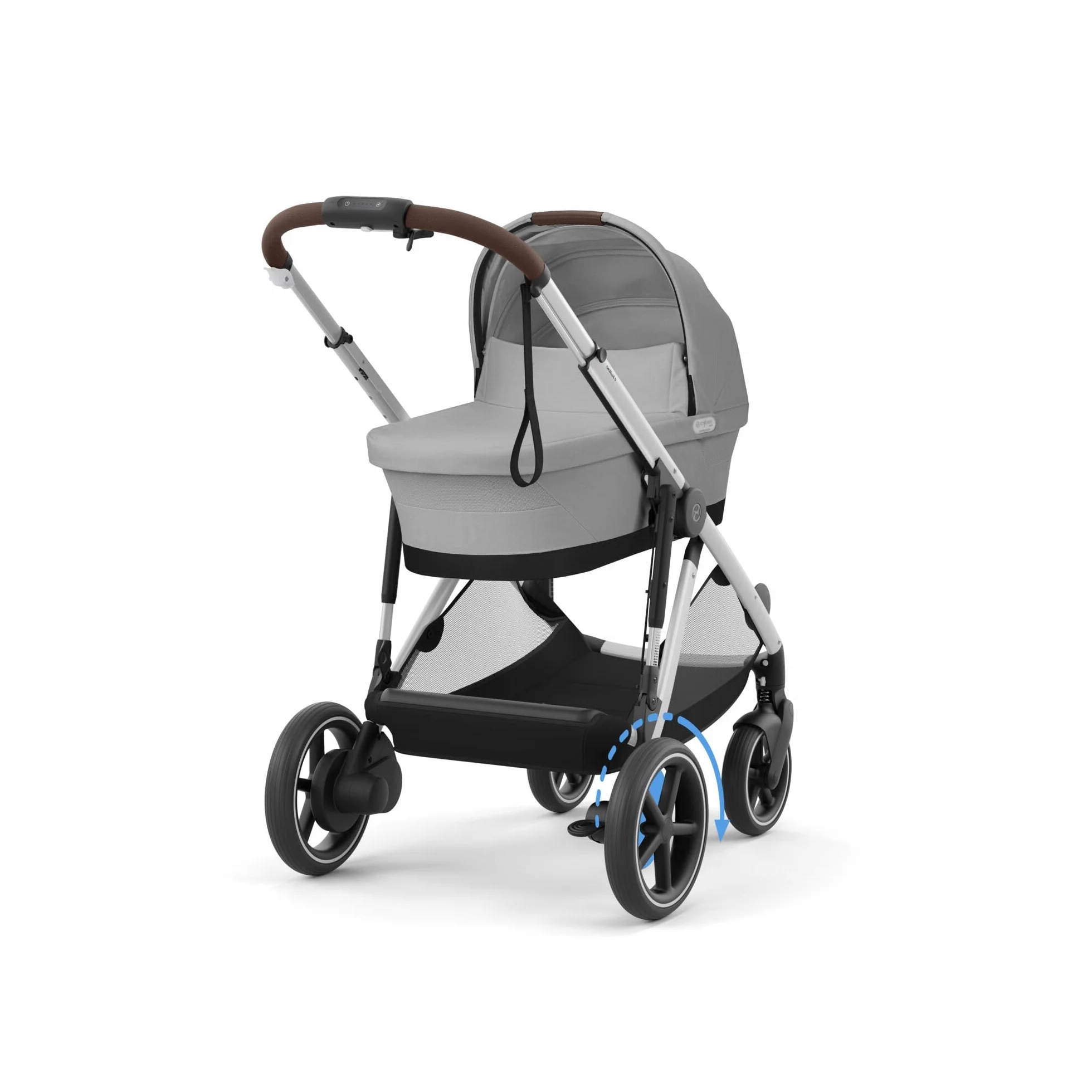 CYBEX Cochecito dorado e-GAZELLE S, Máx. 22 kg (modo individual) / 2x 22 kg (modo Dúo), Sistema todo en 1 con accionamiento eléctrico y 20+ configuraciones, Gris Piedra