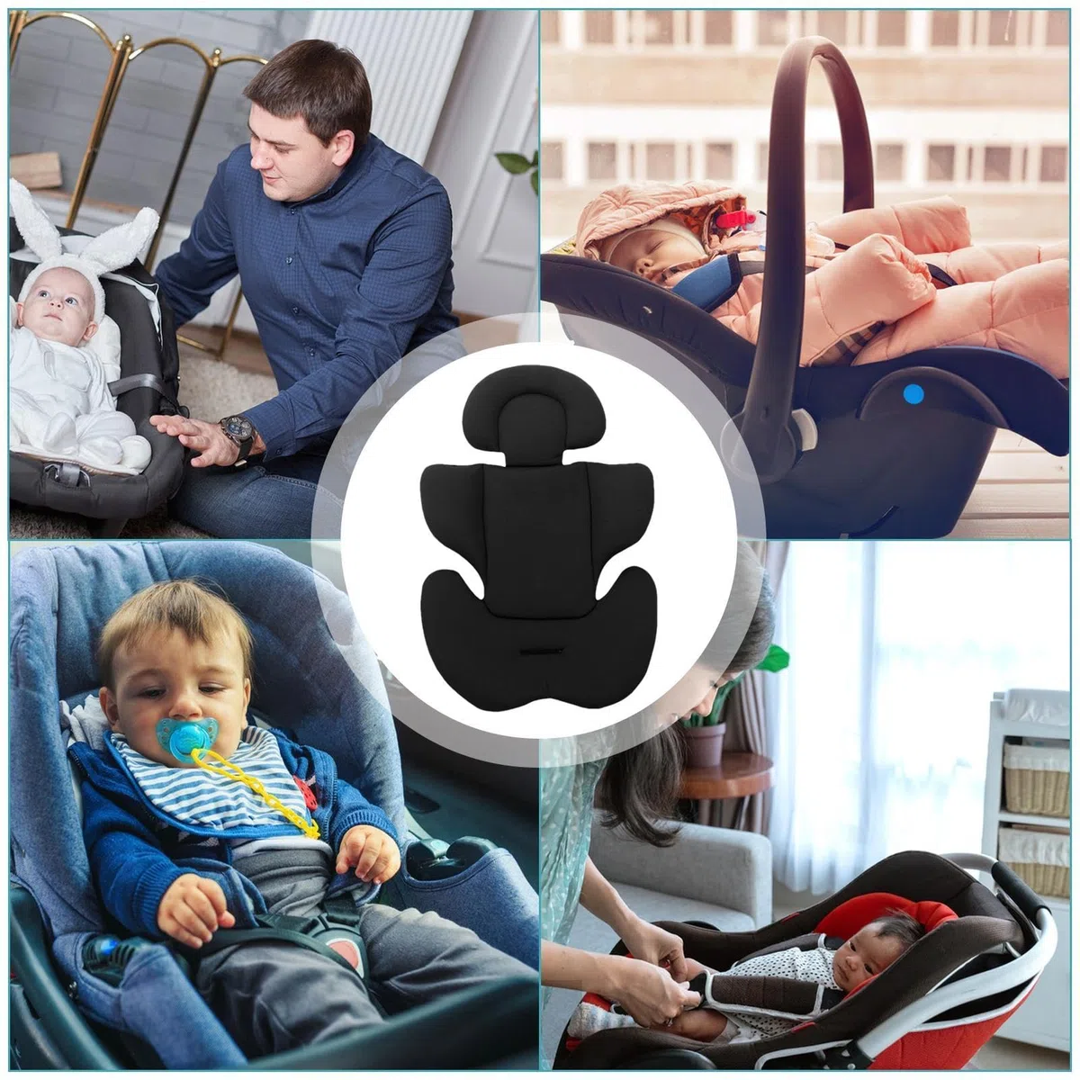 Genérico Cojín para Asiento De Coche De Bebé | Soportes para La Cabeza Y El Cuerpo 2 En 1 para Bebés Recién Nacidos | Cojín De Asiento para Niños De Cochecito - Cojín De Apoyo para El Cuerpo del Bebé