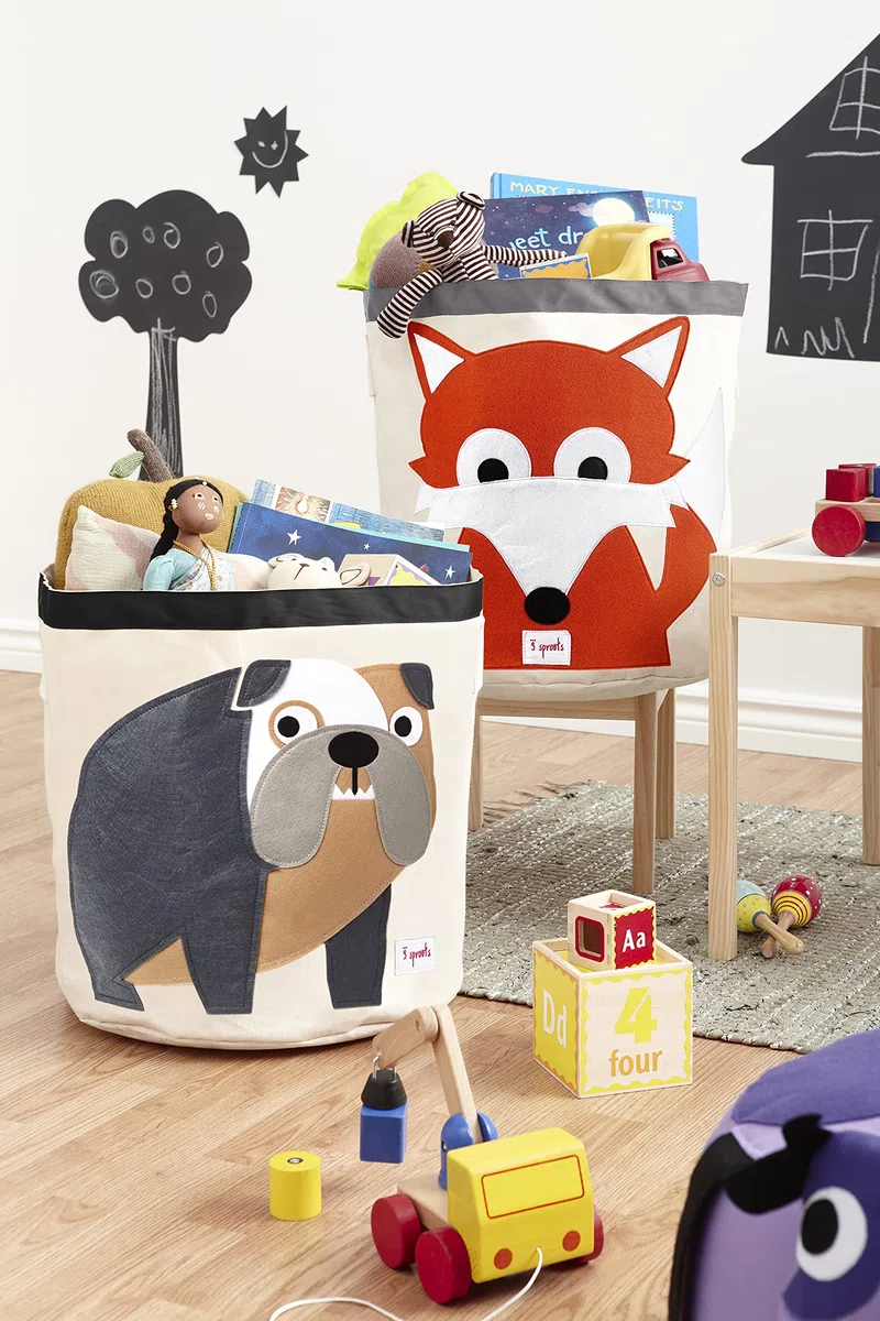 3 Sprouts Cesto Juguetes - Ideal como Cesto Ropa Sucia Bebe - Cesta para Juguetes Infantil - Cesto Ropa Sucia Infantil - Diseño Divertido y Práctico - Organización y Almacenamiento - Zorro