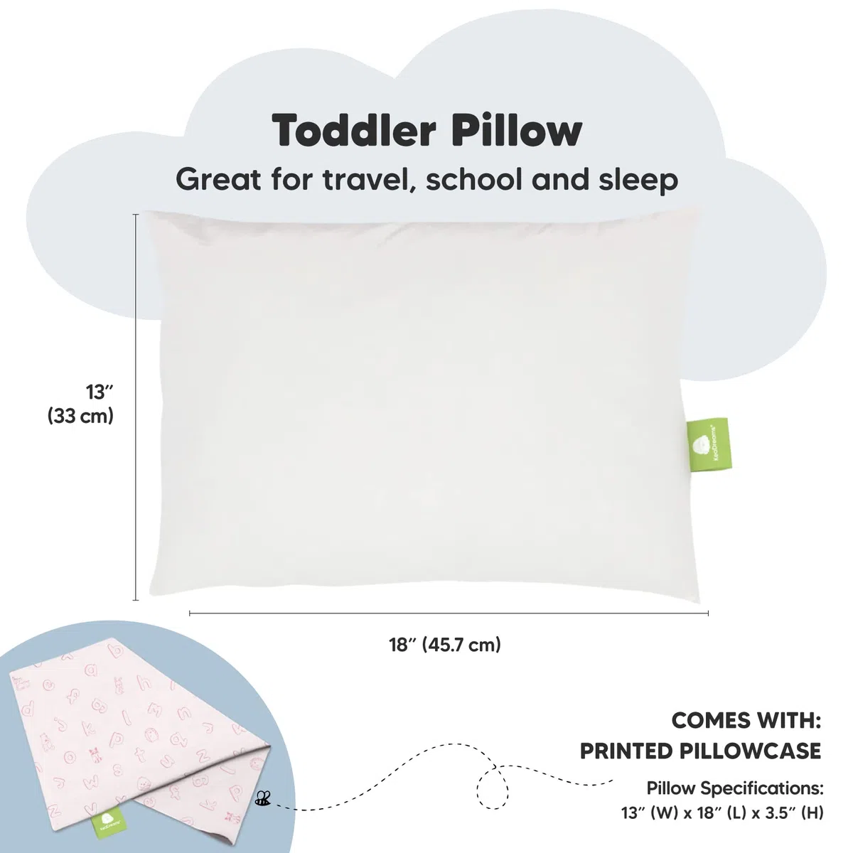Almohada para niños pequeños con funda de almohada, almohada My Little Dreamy, almohadas de algodón orgánico para dormir, almohada para niños, almohadas de viaje para dormir, mini almohada, almohadas