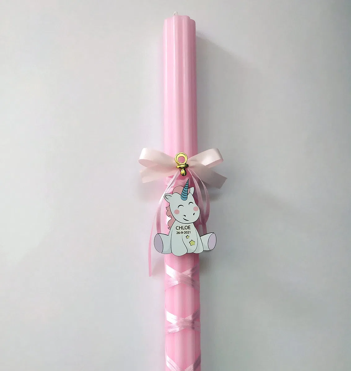 Vela de bautizo niña PERSONALIZADA con NOMBRE y FECHA