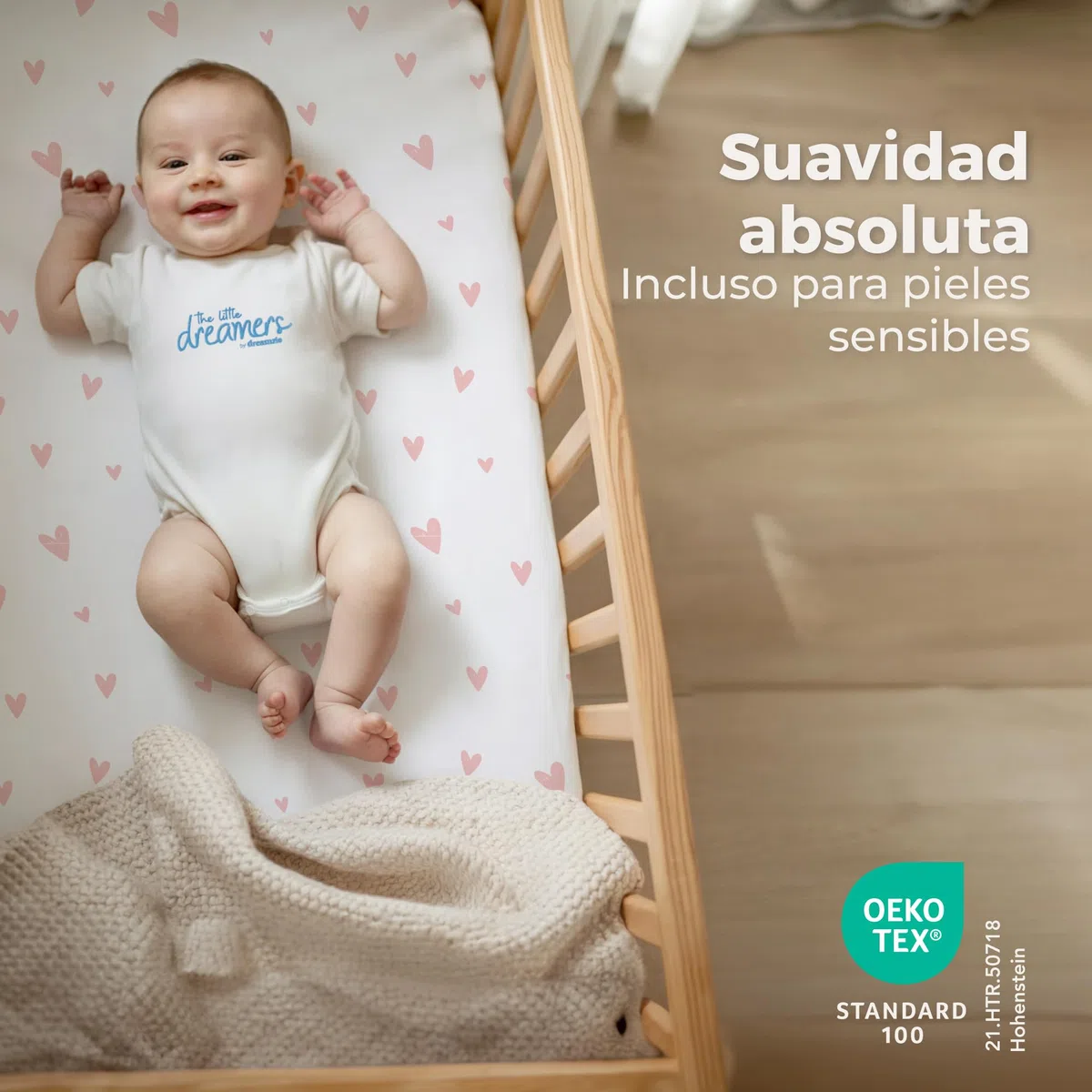 Dreamzie 2 Sabanas Minicuna + 1 Protector Colchón Cuna Impermeable Bebe⎥100% Algodón para Cuna, Moisés - 50x83 cm Estampado Heart